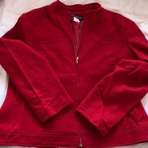 Sz 14 100% Wool Waist Jacket BRIGHT RED